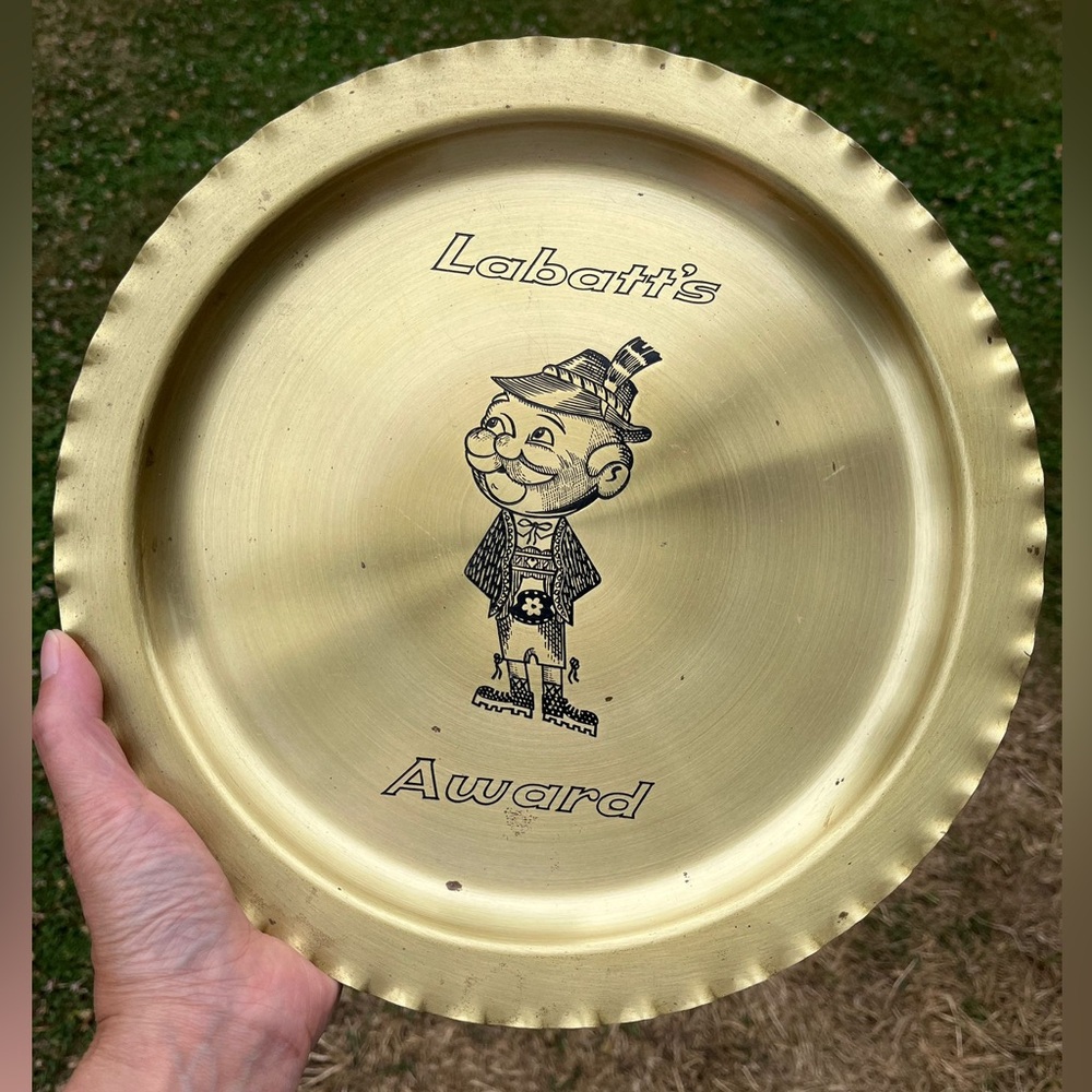 Vintage Labatts Beer serving tray metal featuring “Mr. Pilsener” 1960s